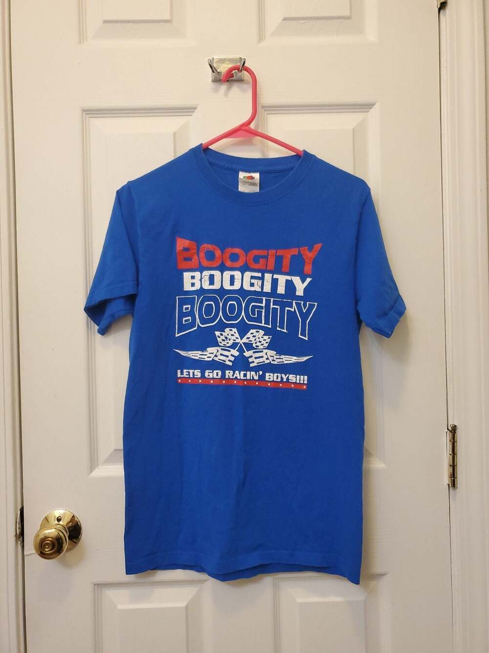 SIGNED 90s Vintage NASCAR Boogity Boogity Boogity Let's Go Racin' Boys T-Shirt
